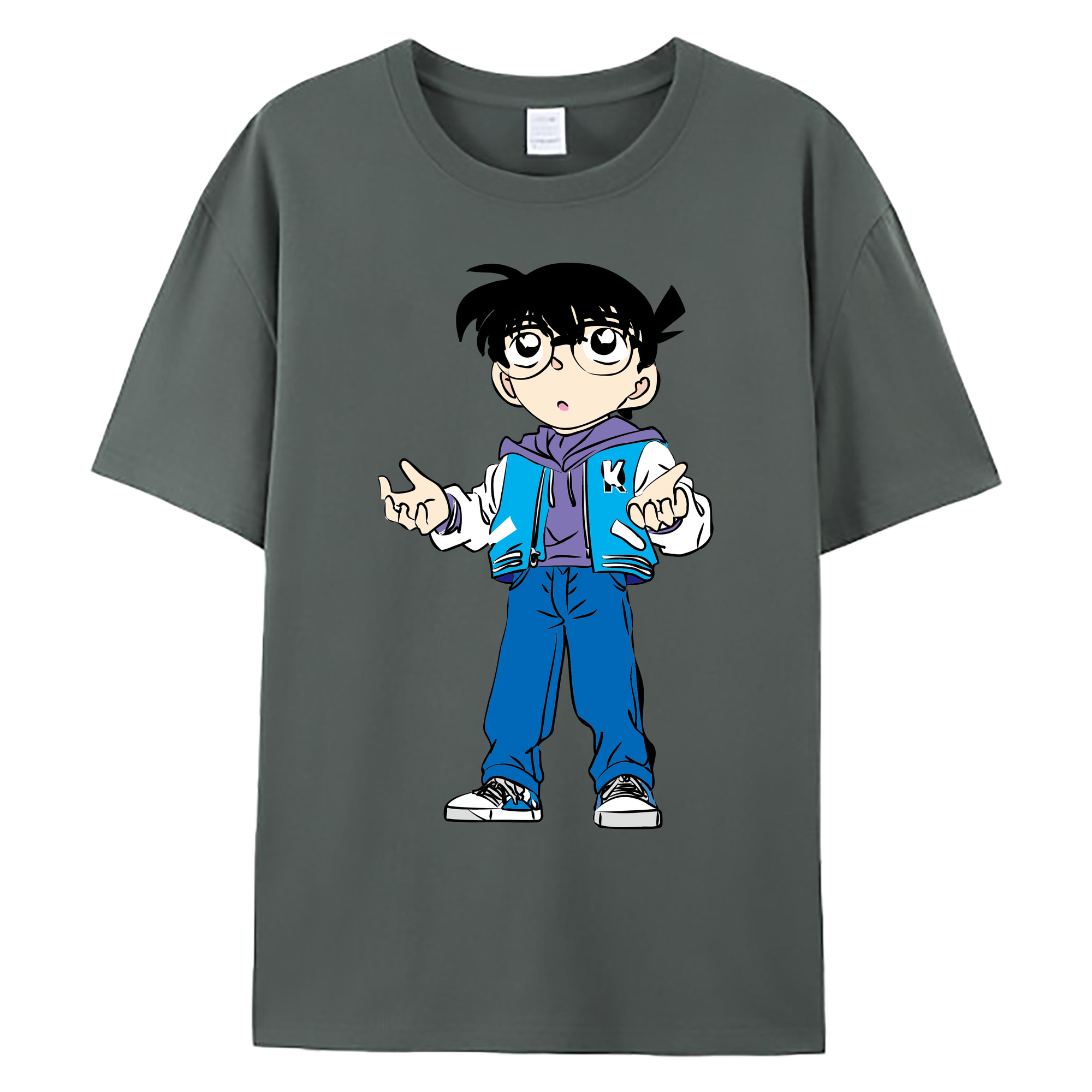 （画像用） 名探偵コナン 江戸川 コナン Detective Conan Conan Edogawa 綿100％ メンズ半袖Tシャツ｜肌触りやわらか＆通気性